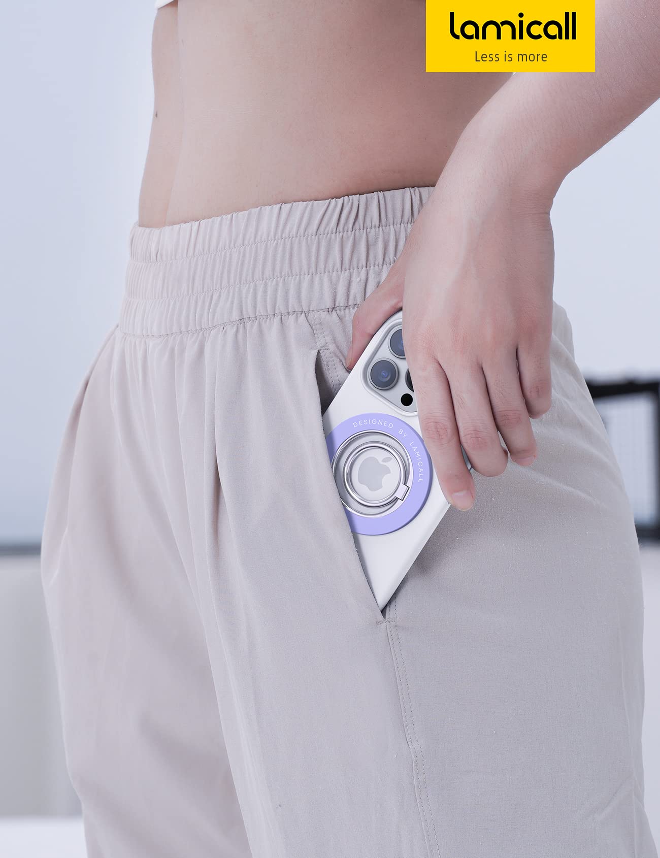 Lamicall Magnetic Phone Ring Holder for Magsafe - Wireless Charger Compatible Phone Grip Stand for iPhone & Android (Violet) - Perfect for Hands-Free Viewing, Secure Grip & Magsafe Accessories