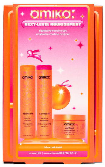 Amika Next Level Nourish Holiday Hair Care Gift Set - Deep Conditioning Treatment & Shine Serum for Damaged Hair - Perfect Christmas Gift for Women | Salon-Quality Hair Repair at Home