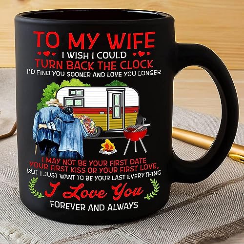 Valentine's Day Gifts for Wife - Romantic 'I Wish Could Turn Back The Clock' Ceramic Coffee Mug (11-15 oz) | Birthday Gift for Women, Anniversary Present | Perfect for Camping Couples & Coffee Lovers