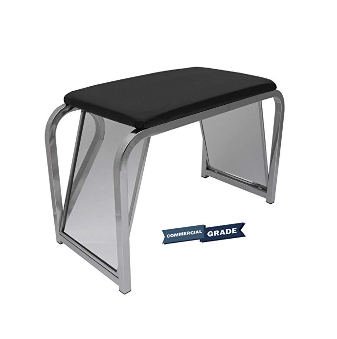 Adjustable Shoe Fitting Bench with Comfortable Black Padded Seat & Dual Angled Mirrors - Perfect for Shoe Stores, Home Try-Ons & Retail Fitting Rooms