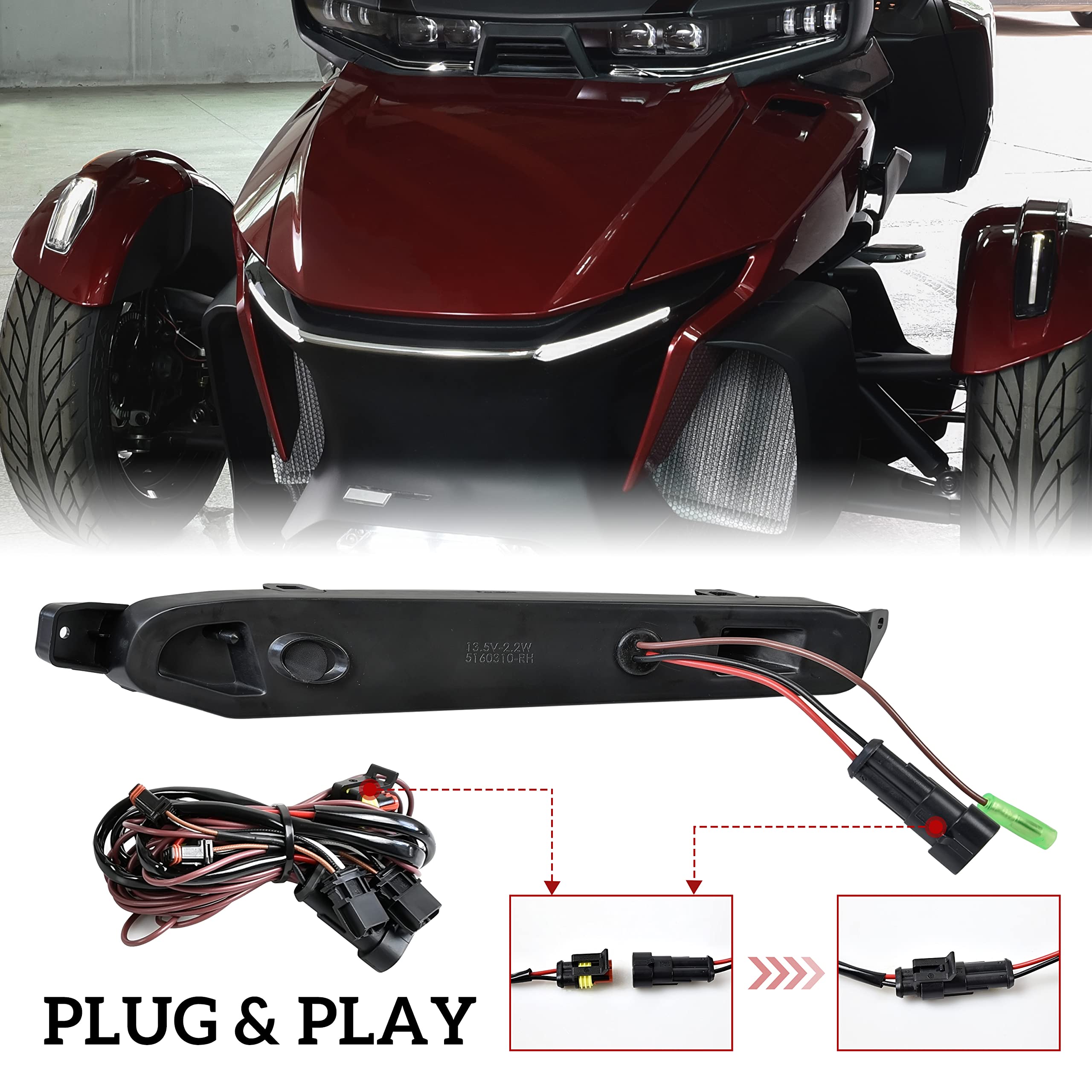 SAUTVS LED Turn Signal Daytime Running Lights for Can-Am Spyder RT 2020-2025 - Yellow Flashing DRL Front Lights (2PCS) Replacement for #219401024 - Perfect for Night Riding & Enhanced Visibility