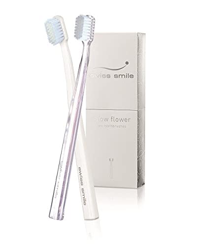 SwissSmile Snow Flower Duo Toothbrushes - Soft Bristles for Sensitive Teeth & Gum Care - Perfect for Travel & Daily Oral Hygiene Routine