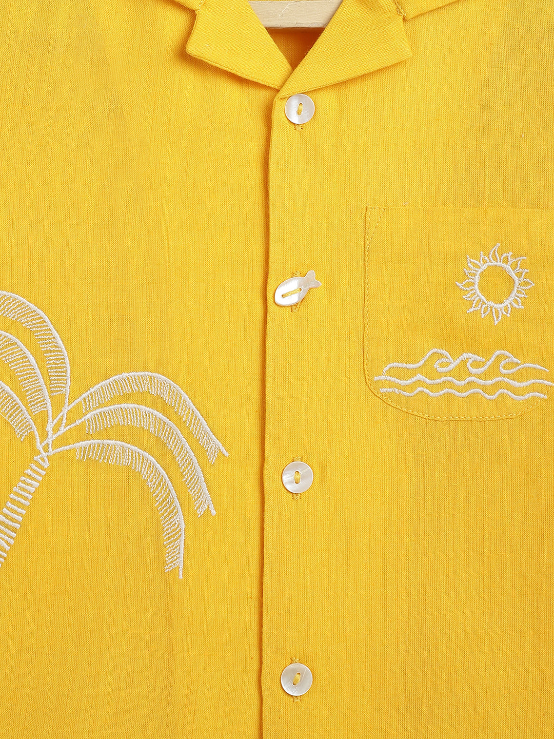 Pre Order: Boys Coconut Tree Graphic T-Shirt - Yellow Hawaiian Summer Shirt for Kids Beach Vacation & Tropical Theme Party