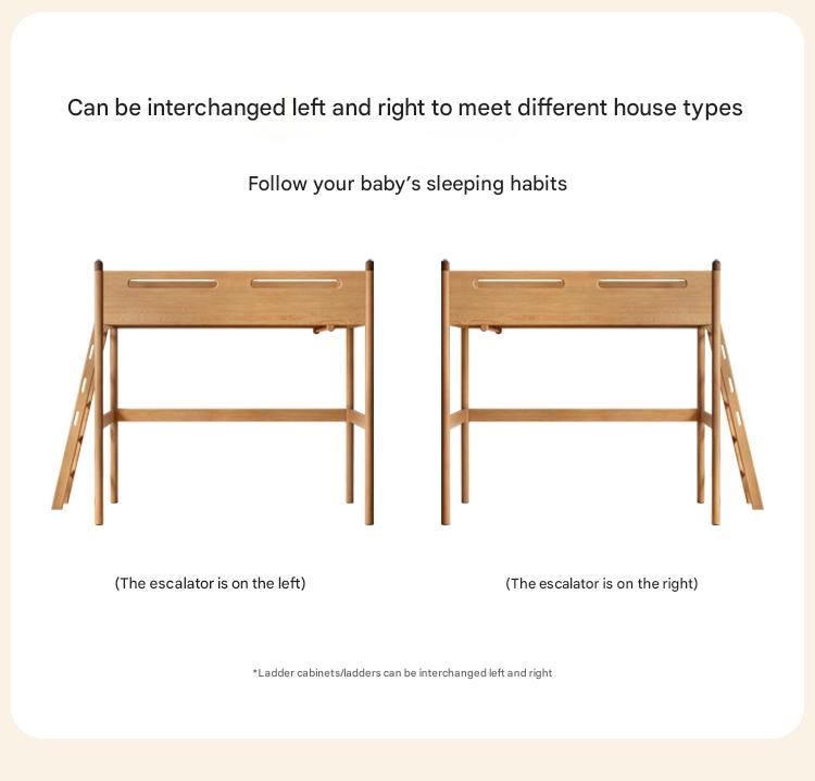 Solid Oak Wood Loft Bed with Storage Cabinet - Space-Saving Furniture for Small Rooms, Kids Bedroom & Dormitory