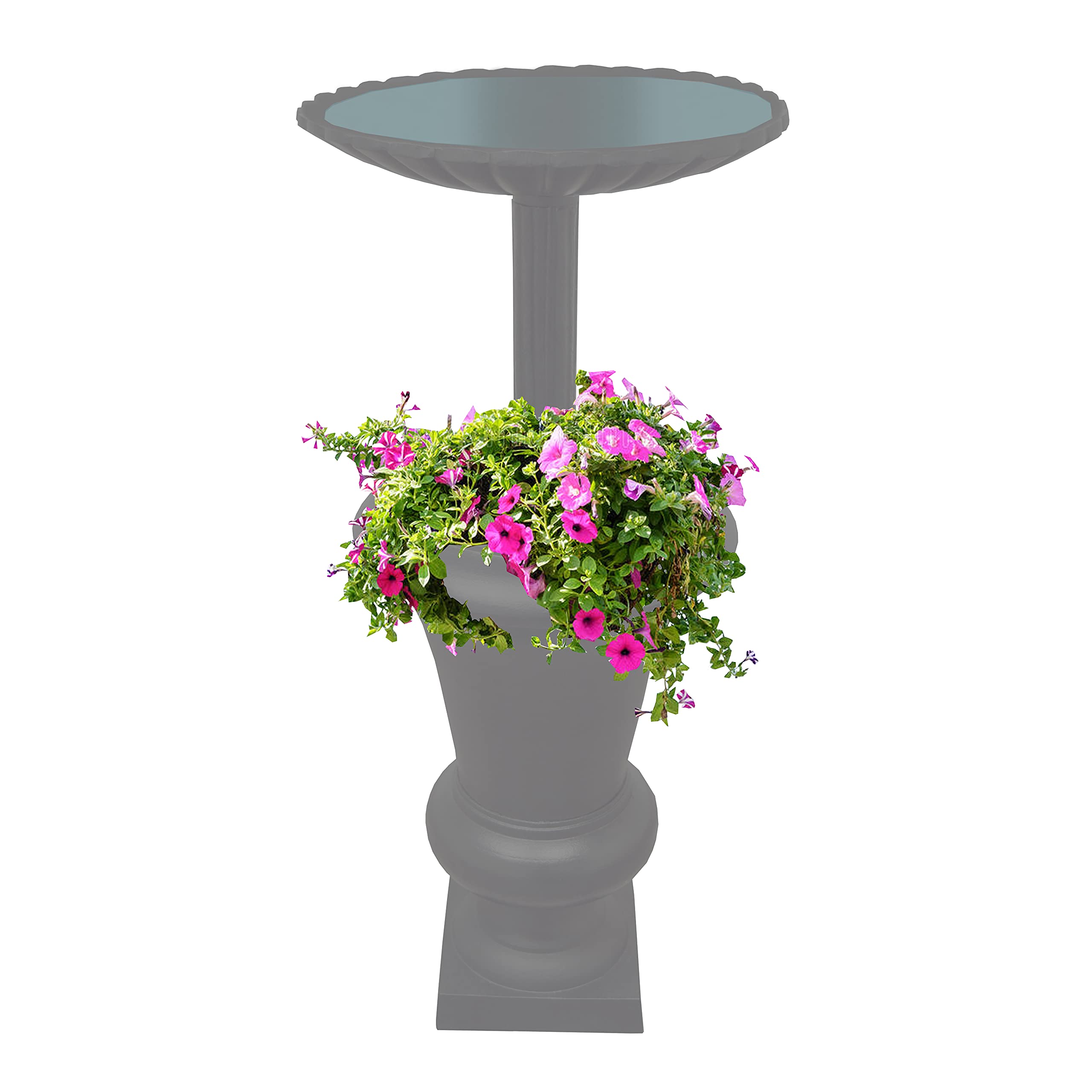 Oakland Living 40-inch Round Cast Aluminum Bird Bath and Planter Vase Combo - Elegant Grey Outdoor Garden Decor for Birds and Flowers | Perfect for Patio, Lawn, and Backyard Landscaping