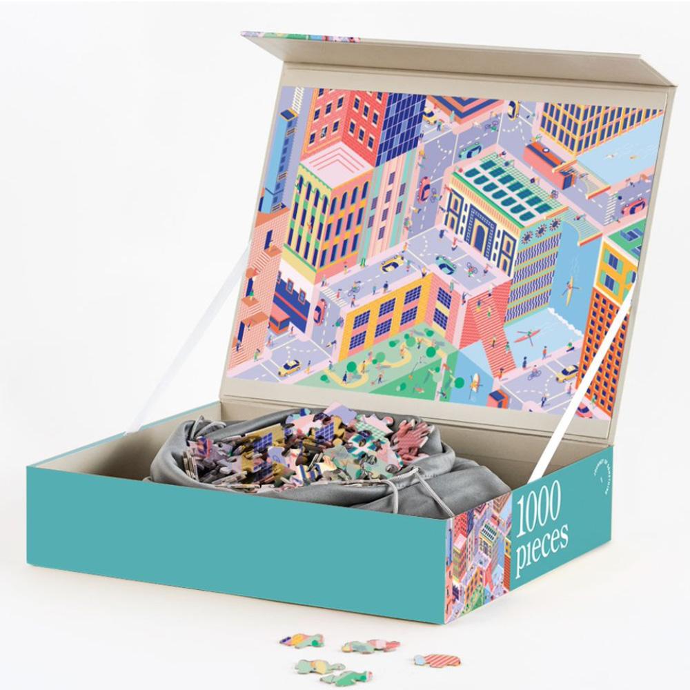 Upside Downtown 1000 Piece Jigsaw Puzzle for Adults - Challenging Cityscape Art Puzzle for Family Game Night & Stress Relief
