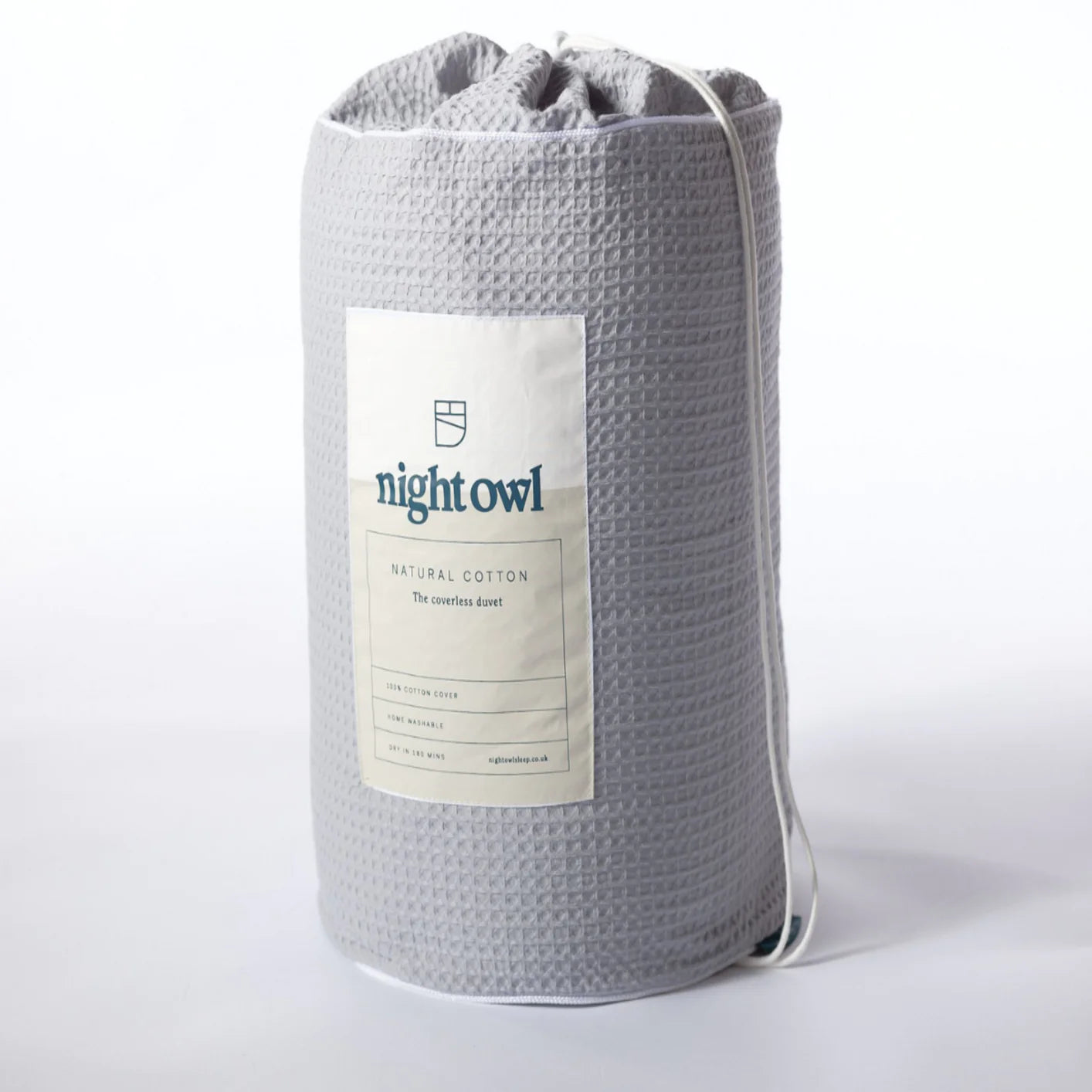 Night Owl Cotton Waffle Coverless Duvet - Grey King Size Bedding Set | Soft Breathable Comforter for All Seasons | Perfect for Cozy Bedrooms, Guest Rooms & Vacation Homes