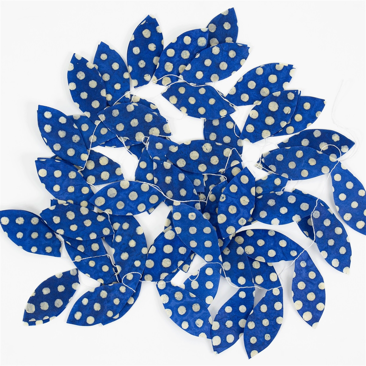 Blue Leaf Tora Garland by AfroArt - Handmade African Wall Decor for Boho Home, Wedding & Party Decoration