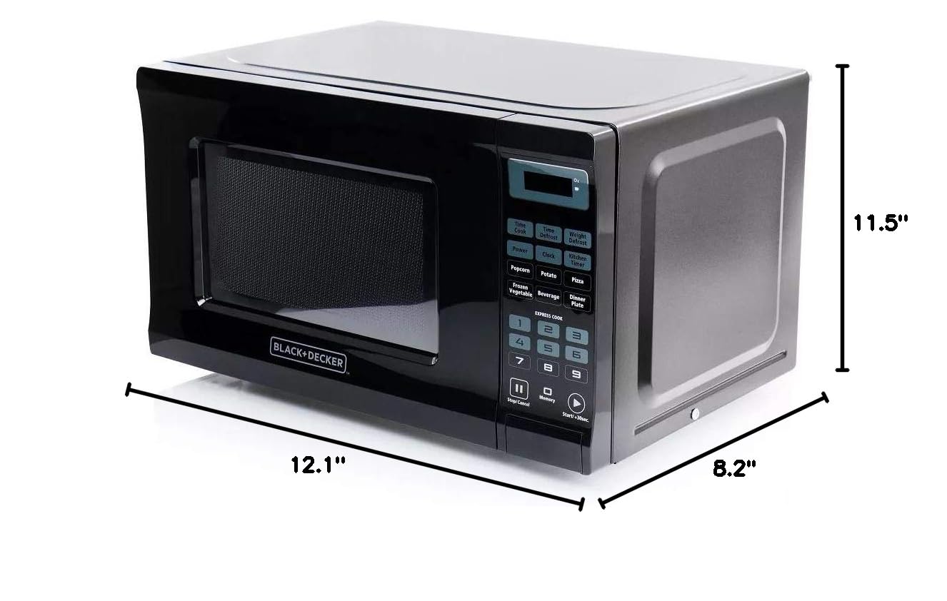 Black & Decker EM720CPI-PMB 700-Watt Compact Microwave Oven, 0.7 Cu. Ft, Black - Perfect for Dorms, Offices & Small Kitchens
