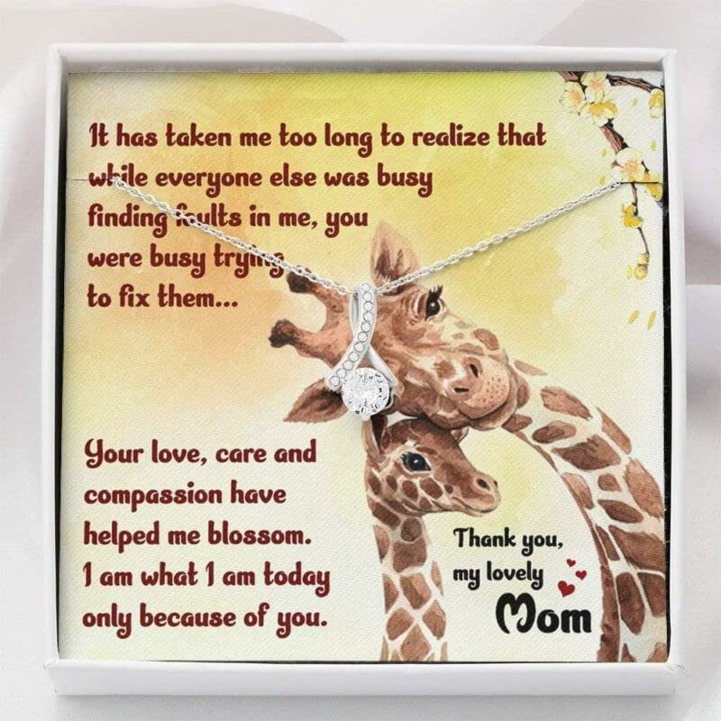 Elegant Mom Necklace Gift for Mother's Day - Heartfelt Thanks Jewelry with Gift Box & Message Card - Perfect for Birthday, Anniversary & Special Occasions