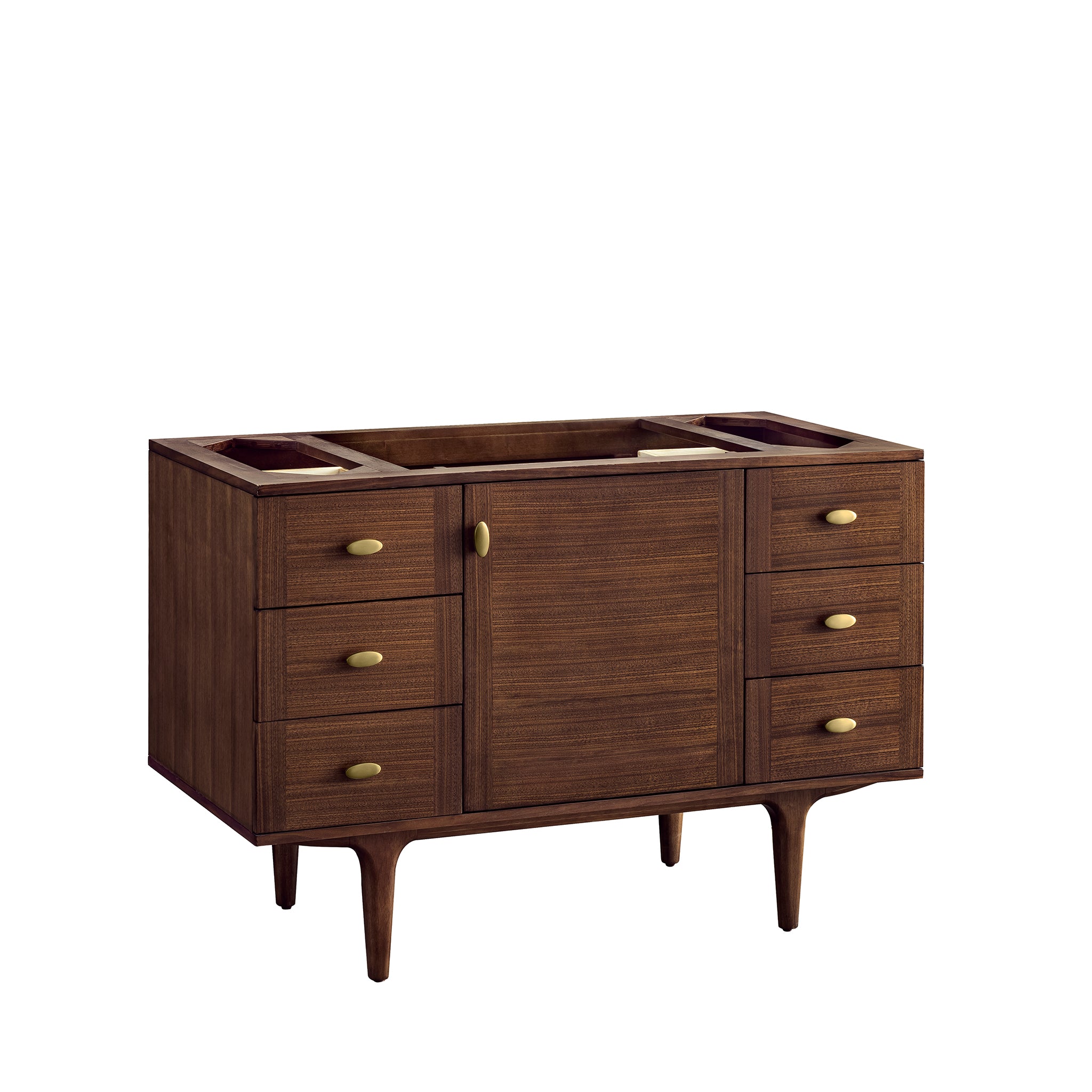 Amberly 48 Inch Single Bathroom Vanity with Sink - Mid Century Modern Walnut Finish for Small Space & Apartment Bathroom Remodel