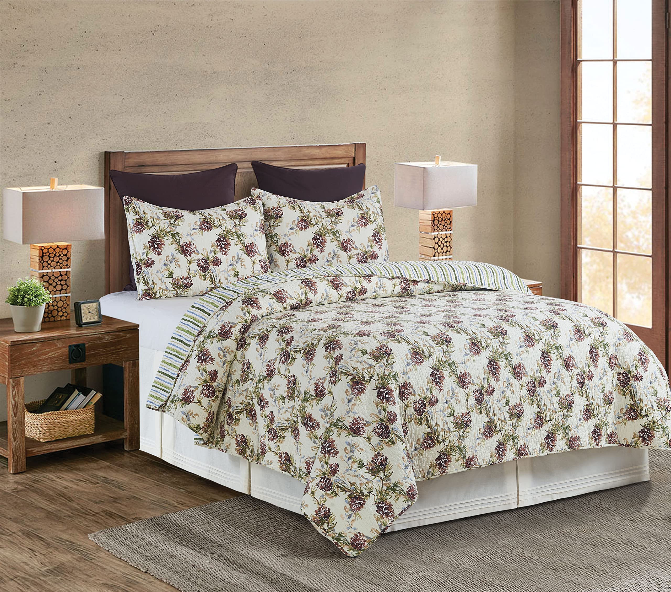 C&F Home Cooper Pines Pinecone Full/Queen Reversible Cotton Quilt Set - 3-Piece Lodge Cabin Bedding | Machine Washable Brown Woodland Forest Design for Cozy Cabin Retreats & Nature-Inspired Bedrooms
