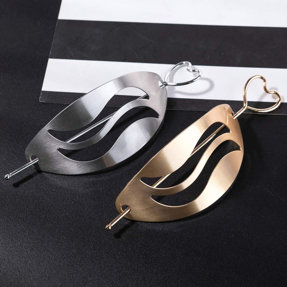 Vintage Metal Hair Barrettes for Women - 2pcs Hair Clips & Pins, Perfect for Updos & Knots