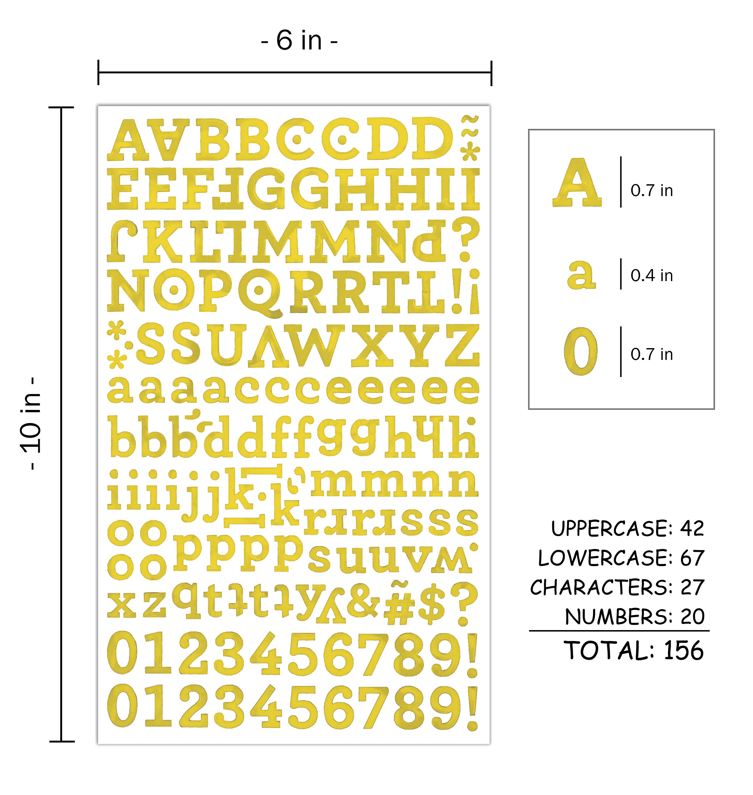 QQ&U 3 Sheets Gold Foil Alphabet Letter and Number Stickers for Scrapbooking, DIY Crafts, Gift Wrapping, and Home Decor