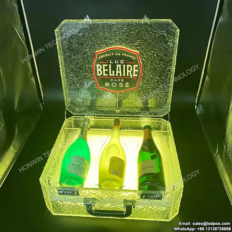 Ace of Spades LED Champagne Briefcase - 3 Bottle Whisky & Wine Carrier with Ice Rock Cooling - VIP Cocktail Presenter for Parties, Gifts & Luxury Events