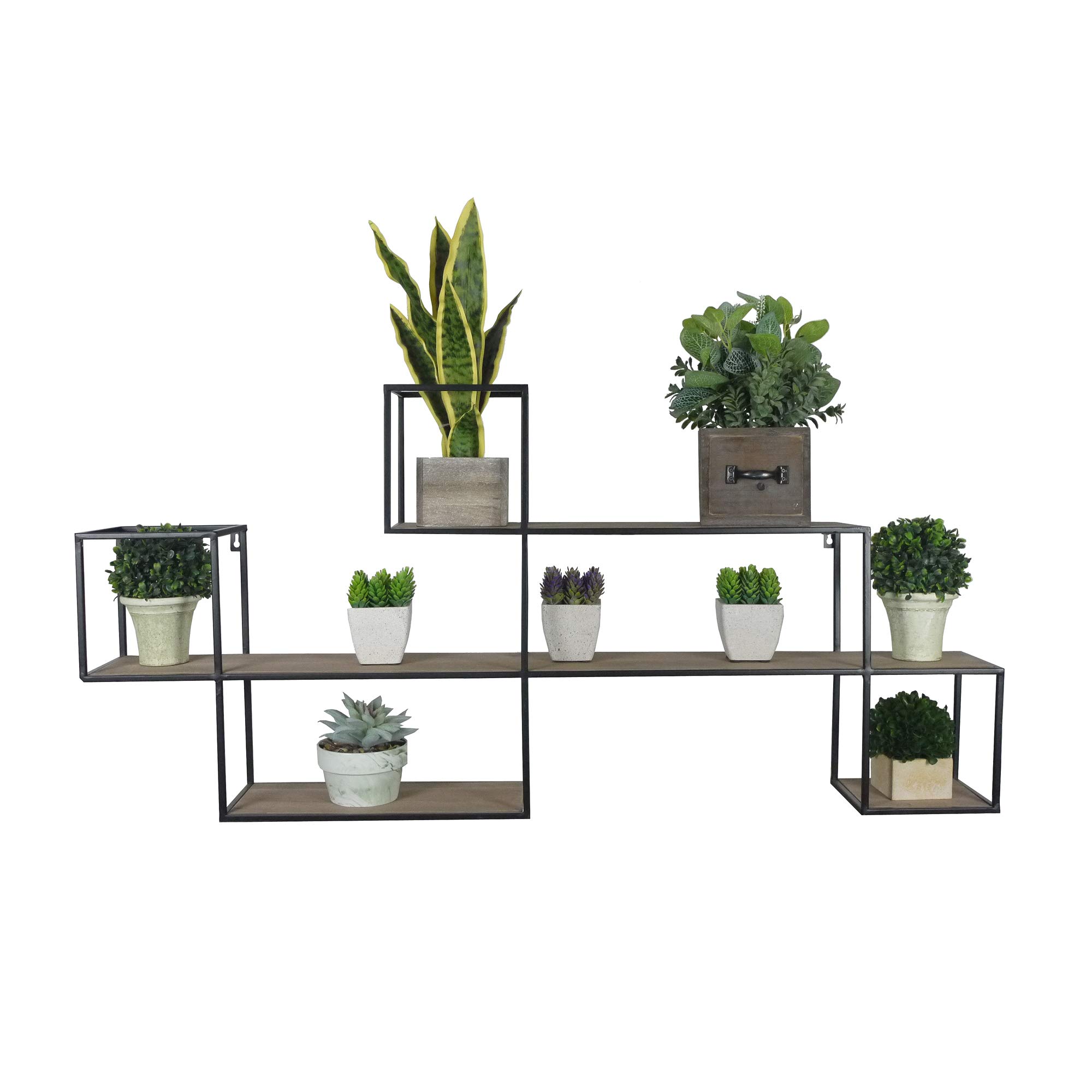 Admired By Nature 3-Tier Wall Mount Shelf - Modern Black Metal Floating Shelves for Living Room, Bedroom & Office - Space-Saving Storage Organizer for Books, Plants & Home Decor
