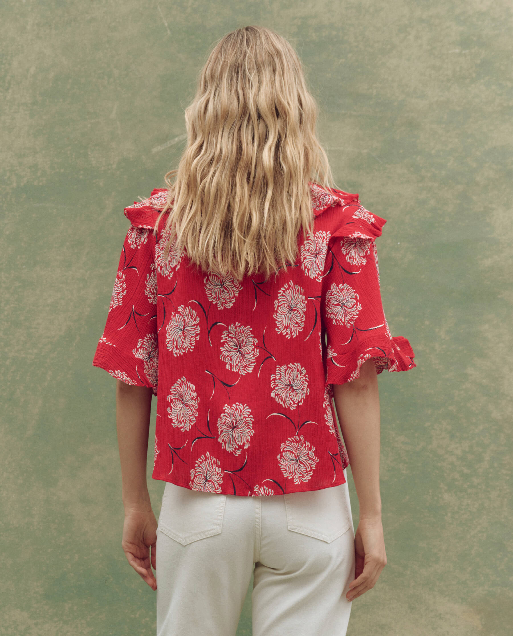 The Bower Top - True Red Floral Print Women's Blouse for Dancing & Parties | Elegant & Comfortable Fashion