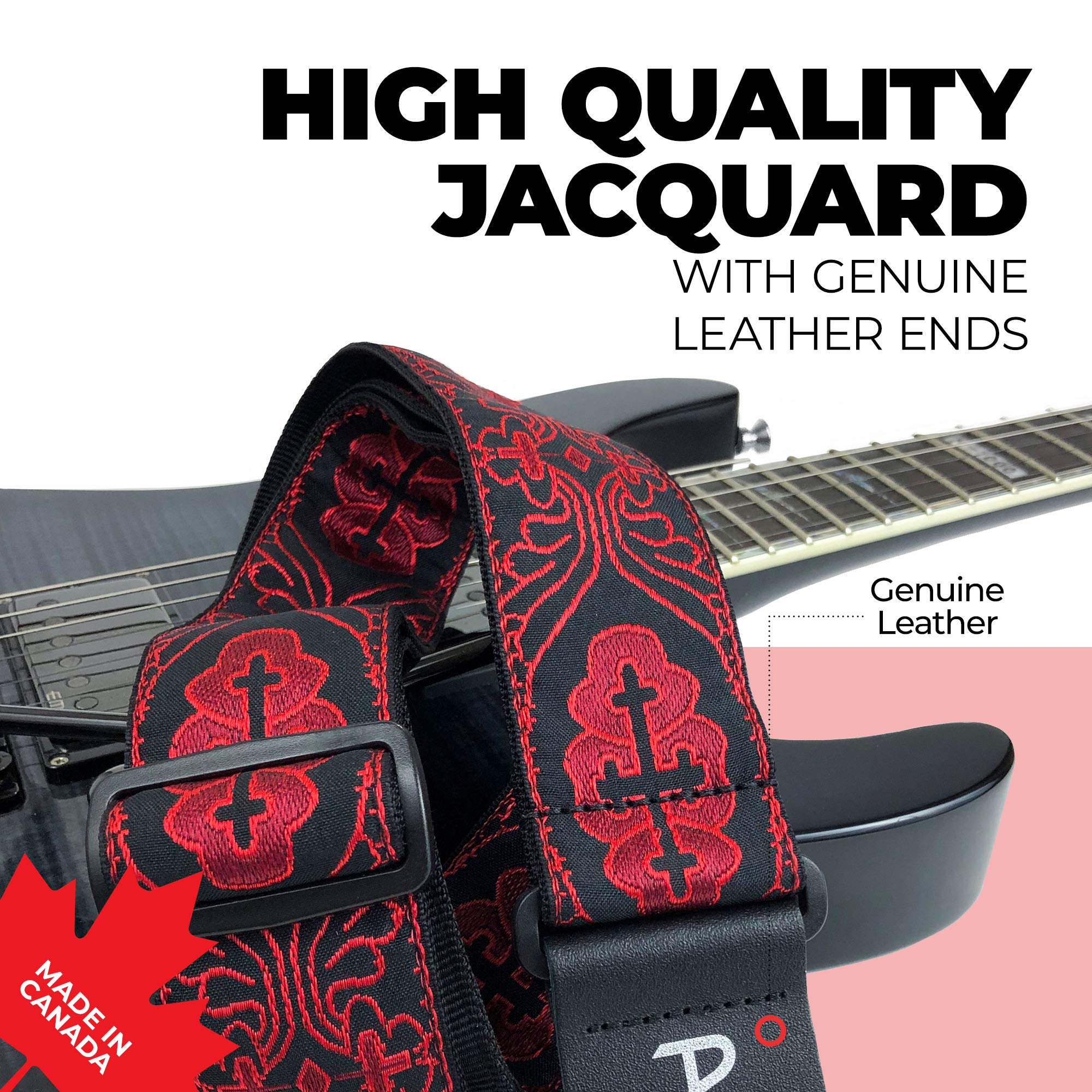 Perri’s Leathers Ltd. Adjustable Jacquard Guitar Strap for Acoustic, Bass & Electric Guitars - Handmade in Canada - Perfect for Live Performances & Studio Sessions