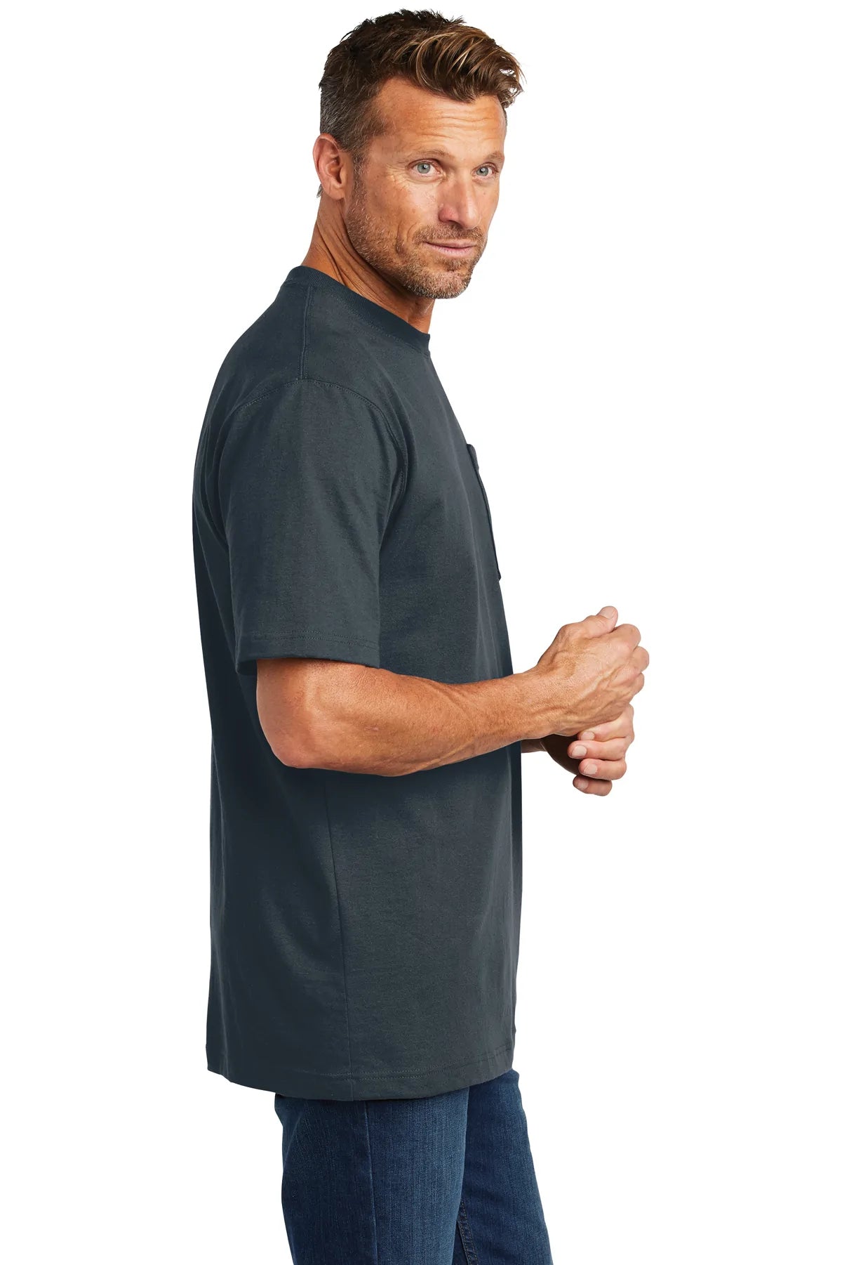 Carhartt Tall Workwear T-Shirts for Men with Custom Pockets - Bluestone - Durable Work Shirts for Construction, Landscaping & Outdoor Jobs