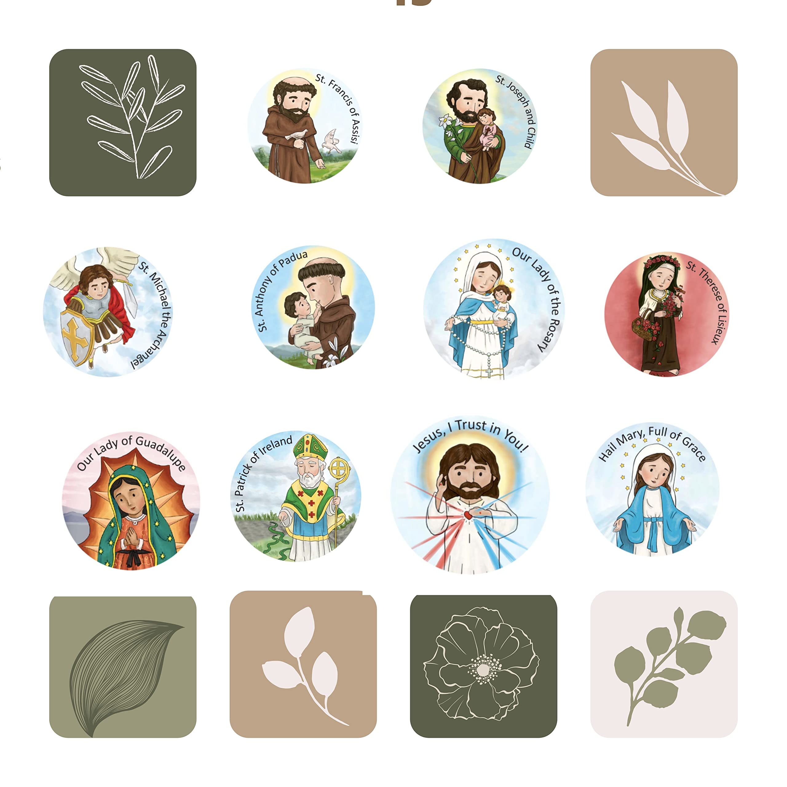 Christian Stickers for Kids - 100 Religious Catholic Saint Mini Stickers with 10 Refrigerator Magnets - Perfect for Sunday School, Bible Study & Faith-Based Crafts