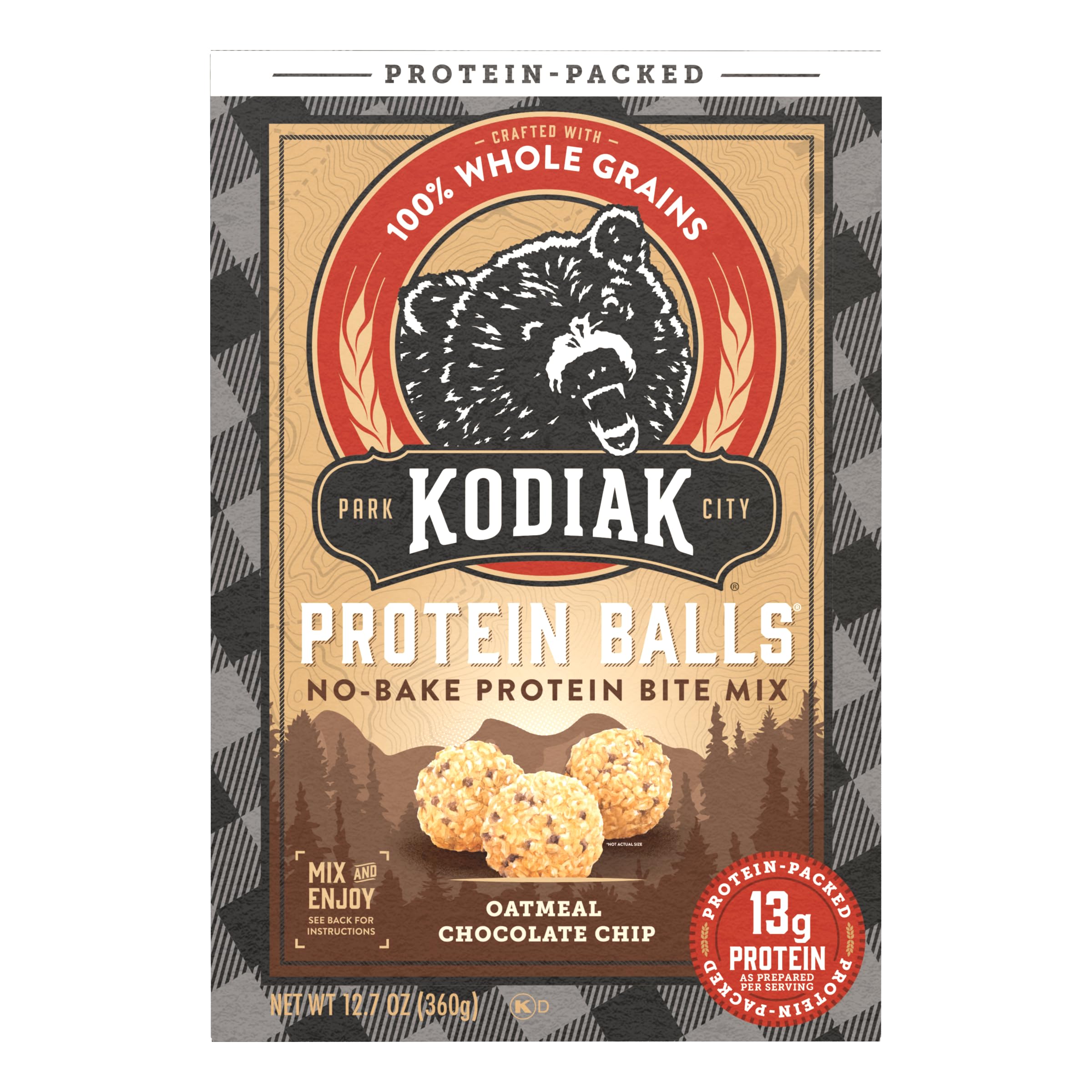 Kodiak Cakes Oatmeal Protein Ball Mix - Chocolate Chip Flavor, High Protein Snack, 100% Whole Grains, Pack of 6 | Perfect for Post-Workout Recovery, Healthy Breakfast & On-the-Go Energy Boost