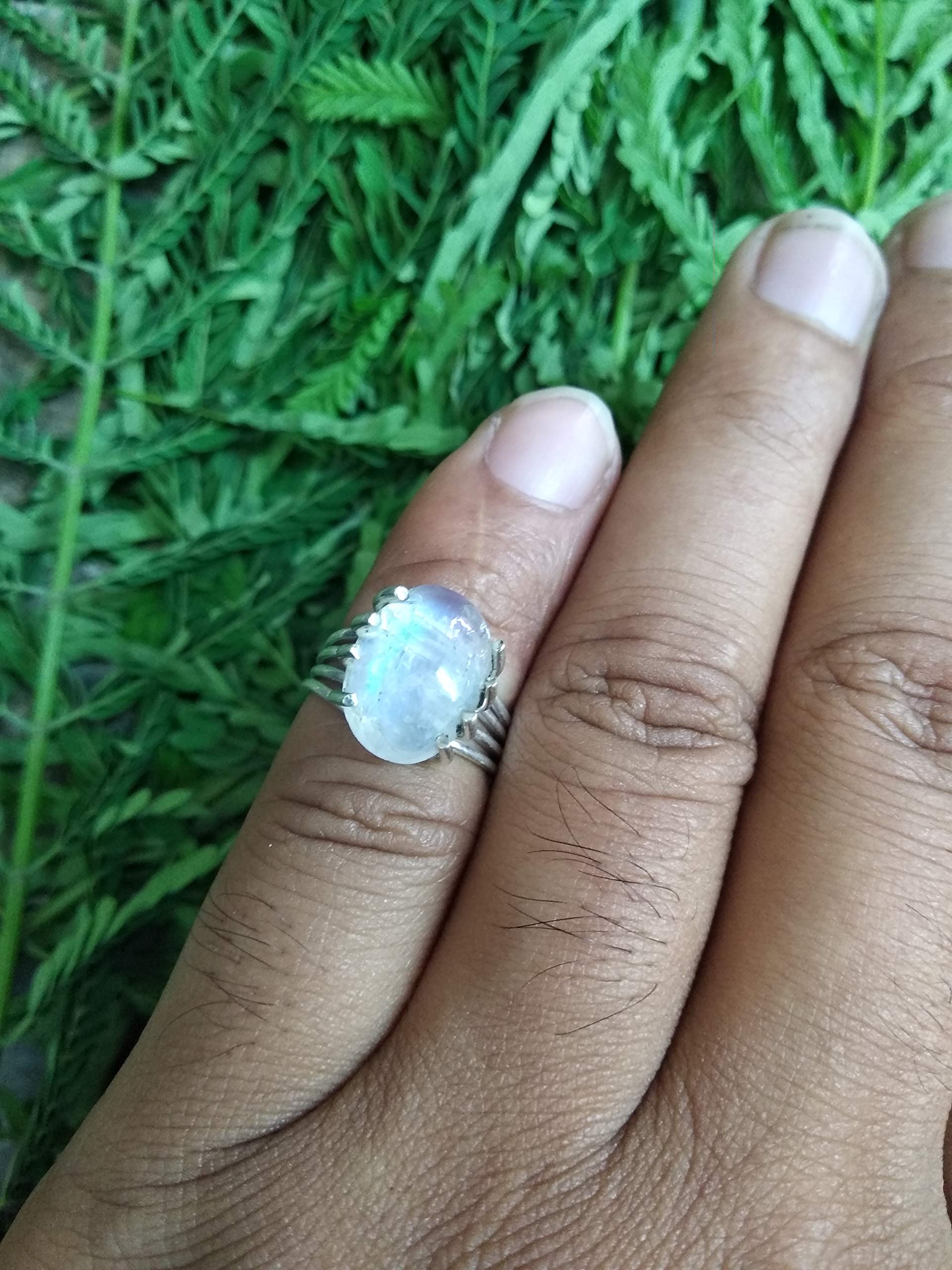 Blue Fire Moonstone Ring - Sterling Silver Handmade Boho Jewelry | Genuine Healing Crystal Engagement, Promise & Statement Ring | Perfect Birthday Gift for Women, Spiritual Healing & Everyday Elegance