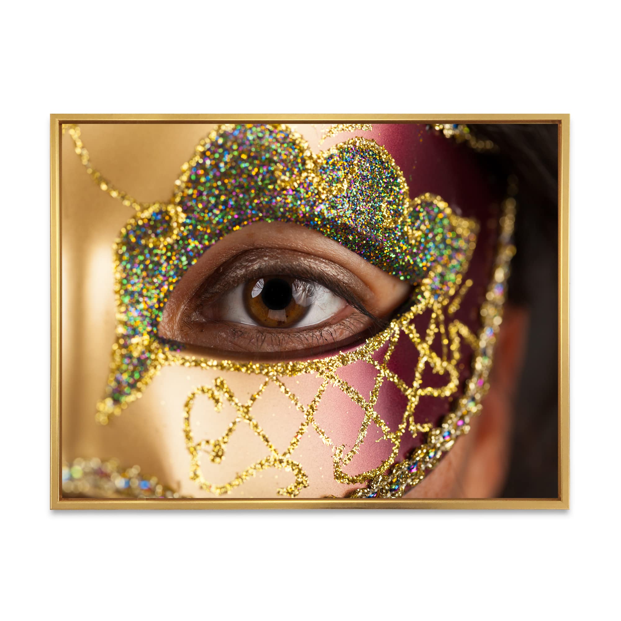 Venetian Mask Woman - Modern Framed Canvas Wall Art Print for Living Room, Bedroom & Office Decor