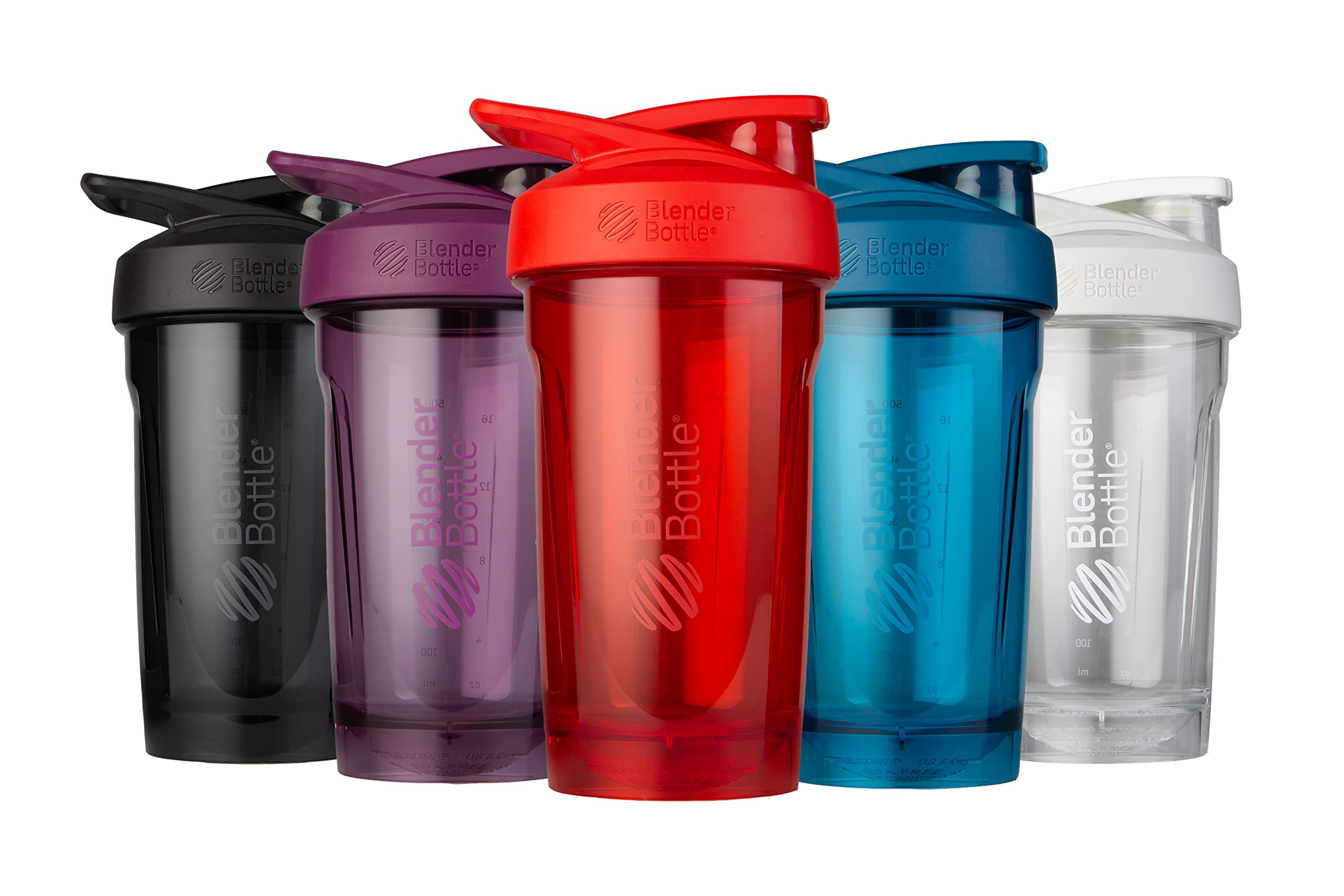Premium Blender Bottle Strada Shaker Cup - 24oz/680g Protein Shaker for Smoothies & Pre-Workout Drinks - Leak-Proof Mixing Bottle with Stainless Steel Ball - Perfect for Gym, Fitness & Post-Workout Recovery (White)