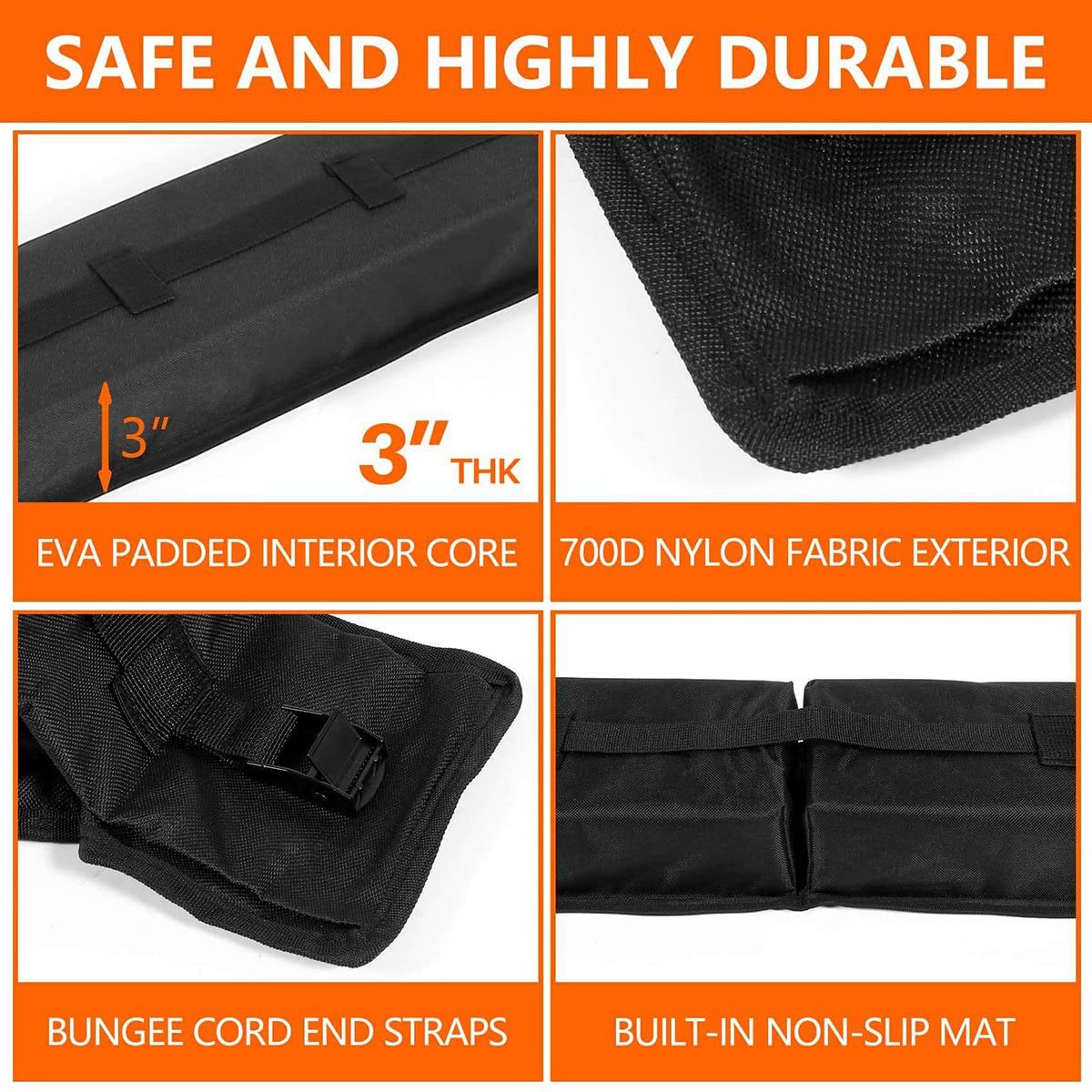 LOZJOKAD Soft Roof Rack Pads for Kayak, Surfboard & SUP - Universal Car Luggage Carrier Accessories | Perfect for Outdoor Adventures, Camping & Water Sports