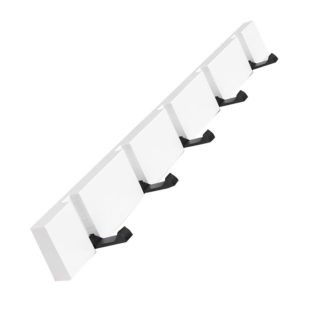 Stylish Bamboo Wall-Mounted Coat Rack - Foldable Space-Saving Design for Hats, Jackets & Accessories - Perfect for Living Room, Entryway, Bedroom or Behind Door - White (19.9 Inches) - Ideal for Small Apartments & Organized Home Decor