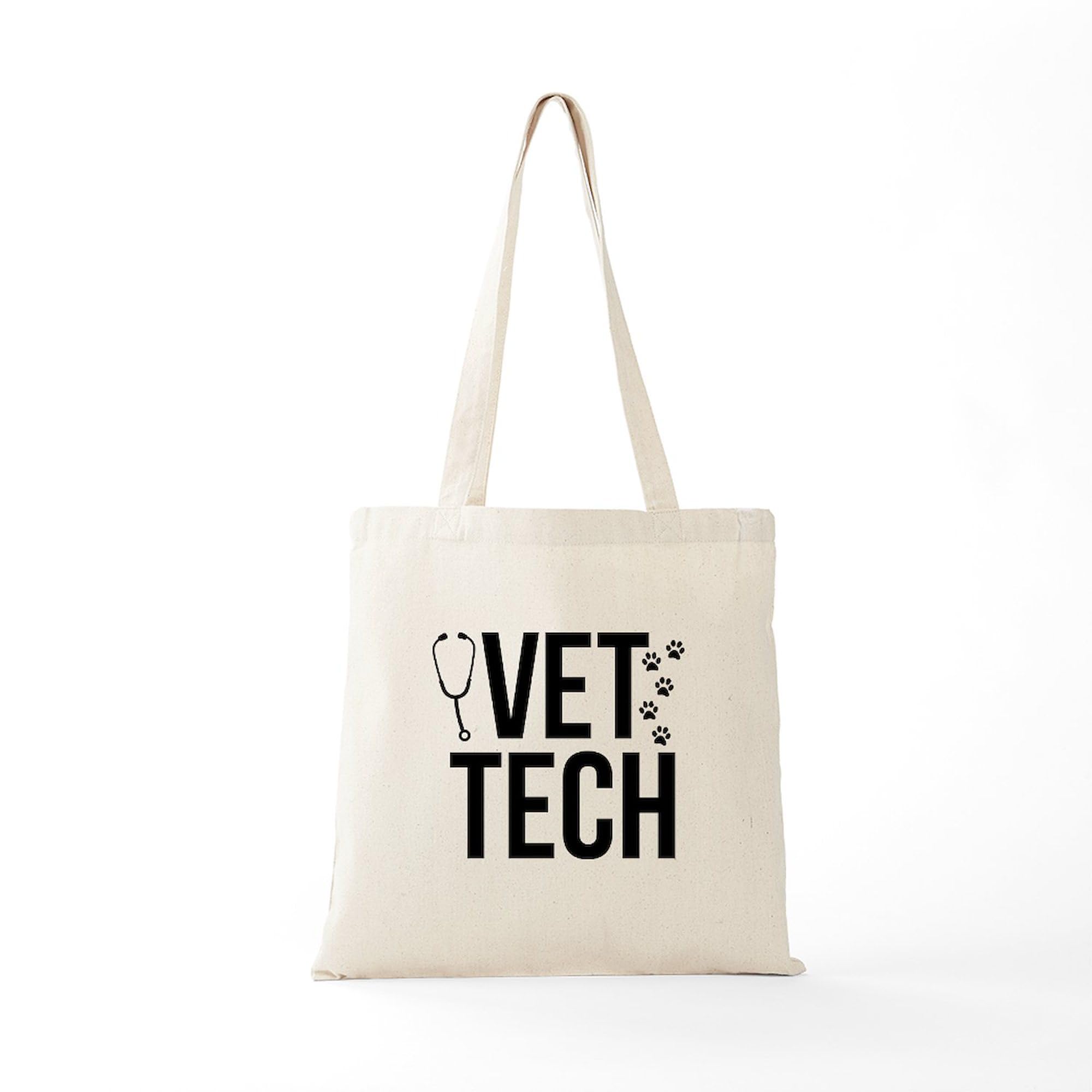 Vet Tech Tote Bag - Natural Canvas Reusable Shopping Bag for Veterinary Technicians | Perfect for Work, School & Grocery Shopping