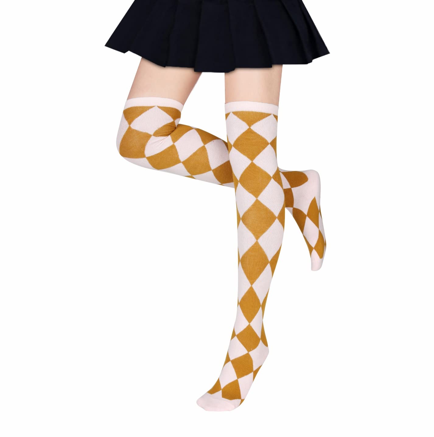 Benefeet Women's Thigh High Argyle Socks - Fun Striped Over Knee Stockings for Party & Cosplay