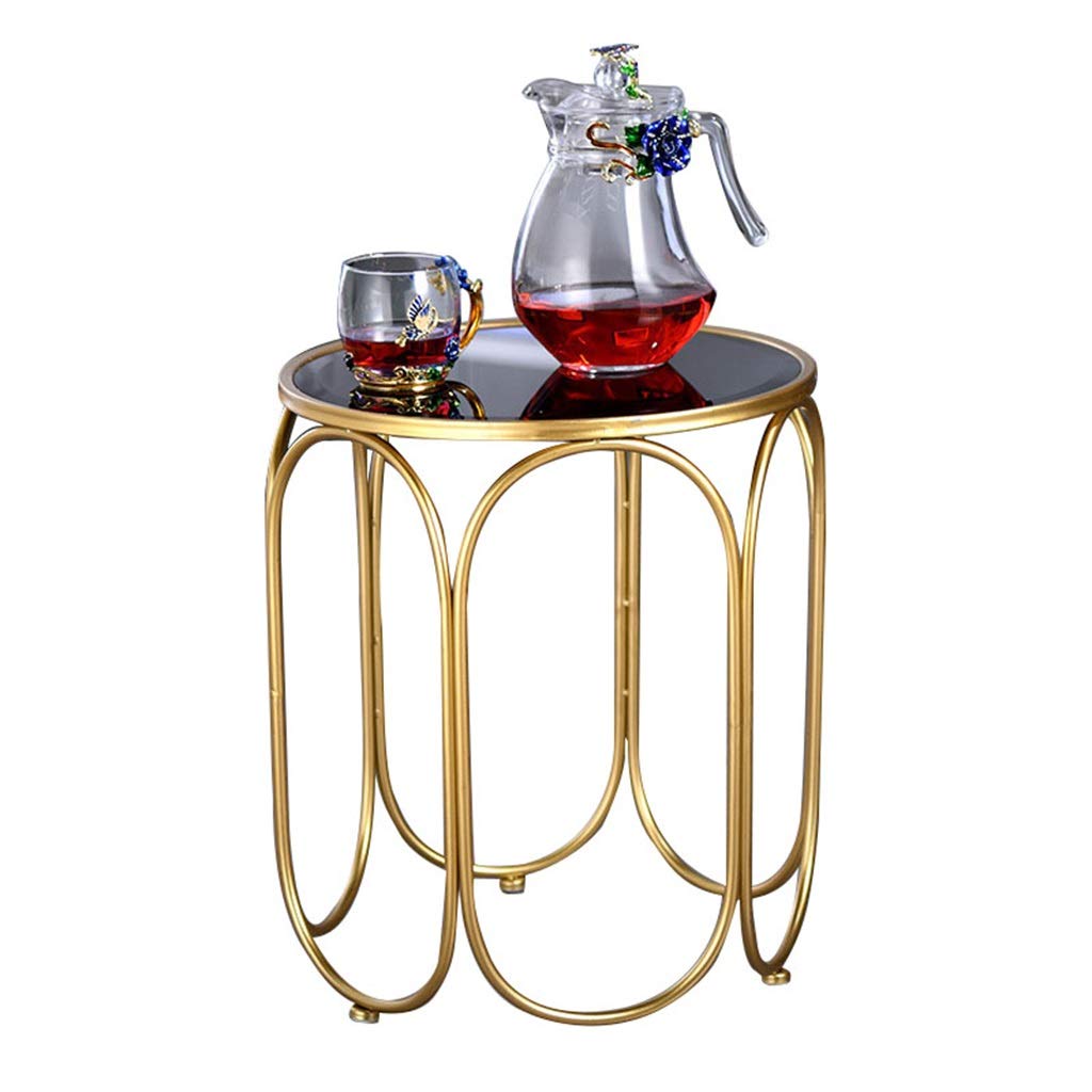 Modern Square Coffee Table with Glass Top & Gold Metal Frame - Rustproof Waterproof Side End Table for Living Room, Bedroom, Nightstand - Perfect for Snacks, Drinks, Books & Home Decor