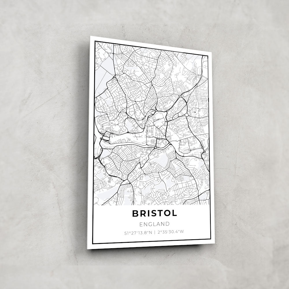 Bristol Map Glass Wall Art - Vintage Cityscape Decor for Home & Office - Perfect for Living Room, Bedroom, or Office Decor