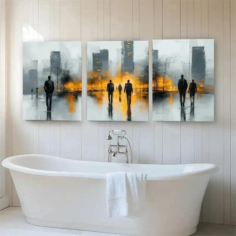 3-Piece Abstract Cityscape Silhouette Wall Art Set - Framed Canvas 40x60cm | High Quality Print | 100% Australian Made | Ready to Hang | Perfect for Living Room, Bedroom & Office Decor