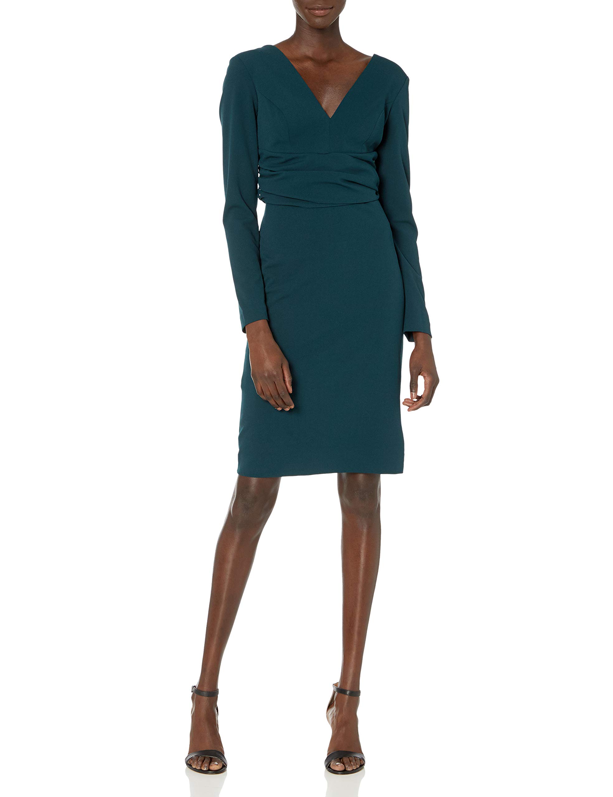 Dress the Population Women's Drew Long Sleeve Stretch Short Dress - Slim Fit Cocktail Party & Evening Wear