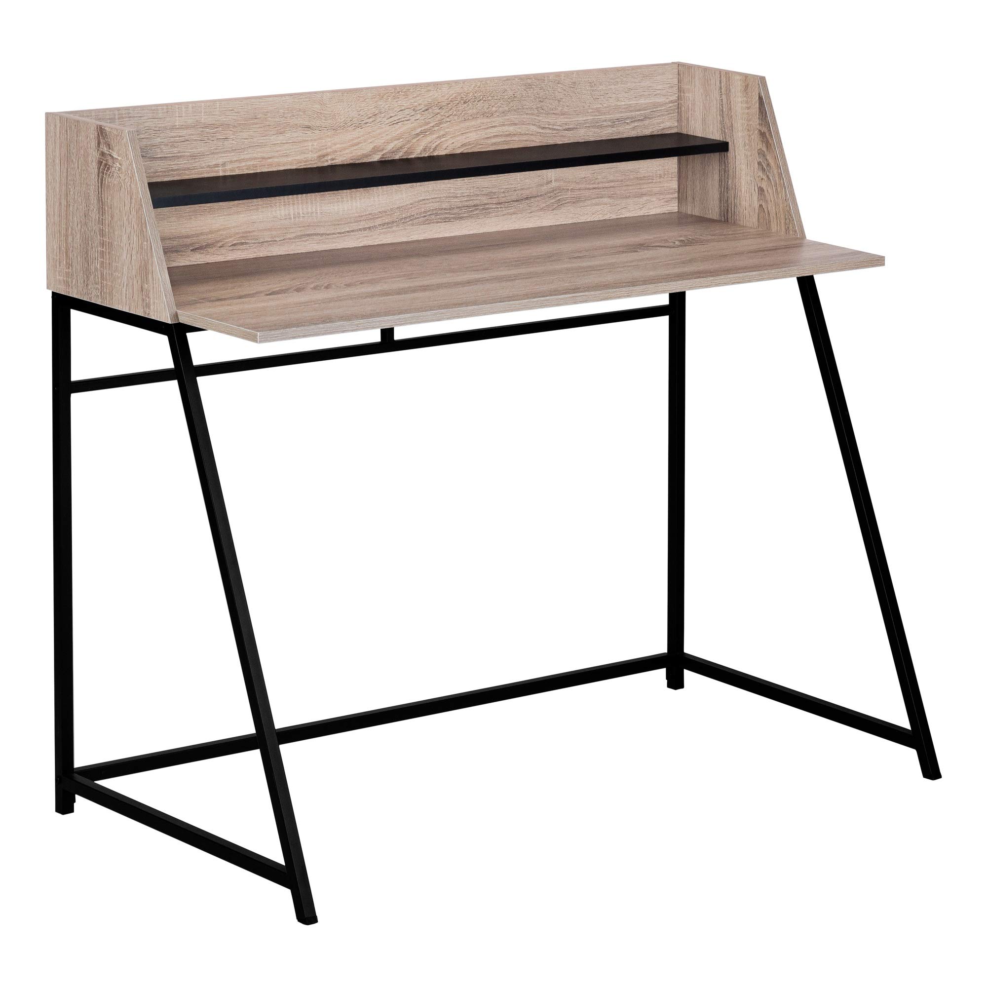 Ergonomic 48-Inch Computer Desk with Dark Taupe Finish & Sturdy Black Metal Frame - Perfect for Home Office, Gaming, and Study Spaces