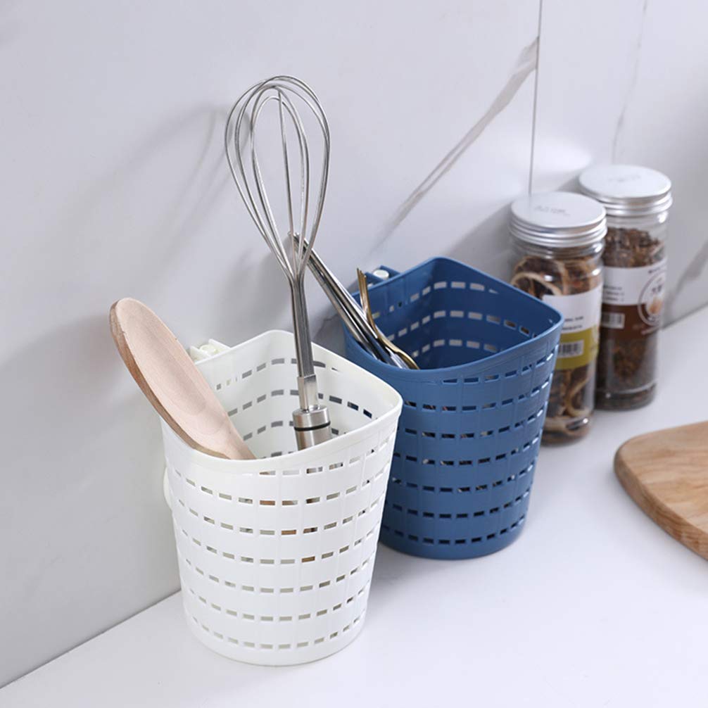 Hemoton 5-Piece Plastic Hanging Storage Baskets with Hooks - Space-Saving Organizer for Kitchen, Bathroom, Closet & Office - Perfect for Shower, Wall & Cabinet Organization (PP Material, Wicker Design)