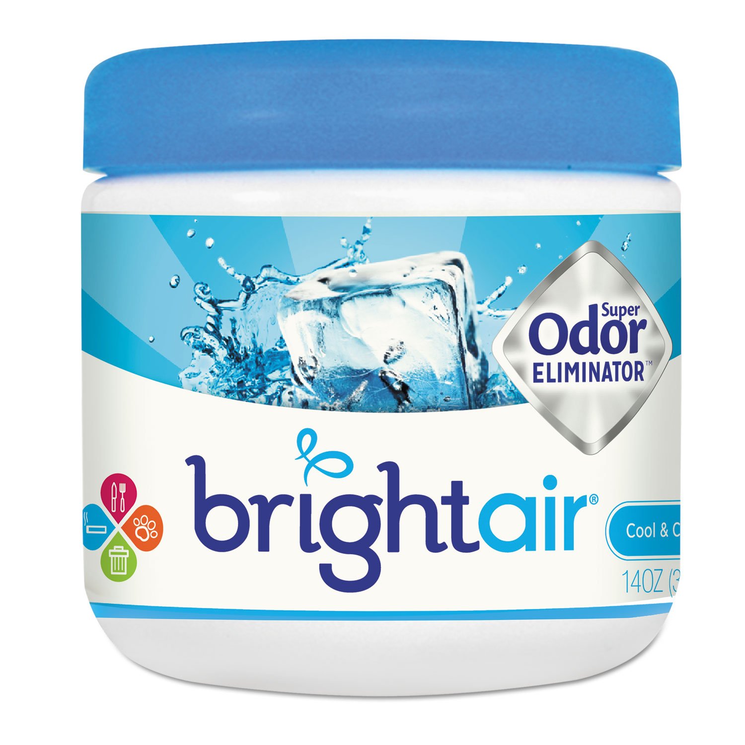 BRIGHT Air 900090EA Super Odor Eliminator Spray - Fresh Cool & Clean Scent, Blue, 14oz - Eliminates Tough Odors in Home, Car, Gym & Office