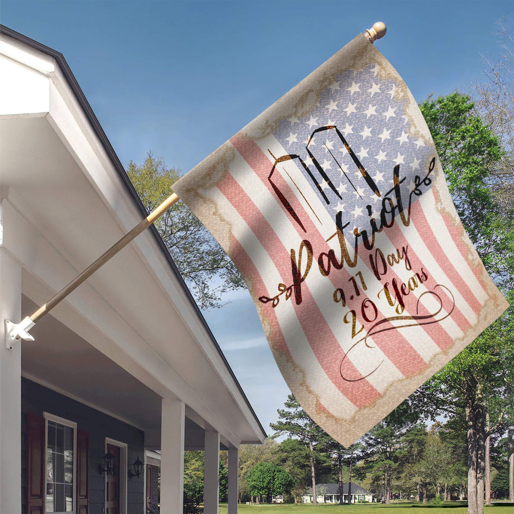 Morigins Hello Summer Never Forget 911 Patriotic House Flag - 28 x 40 Inch American Yard Decoration for Memorial Day, 4th of July & Summer Backyard Parties