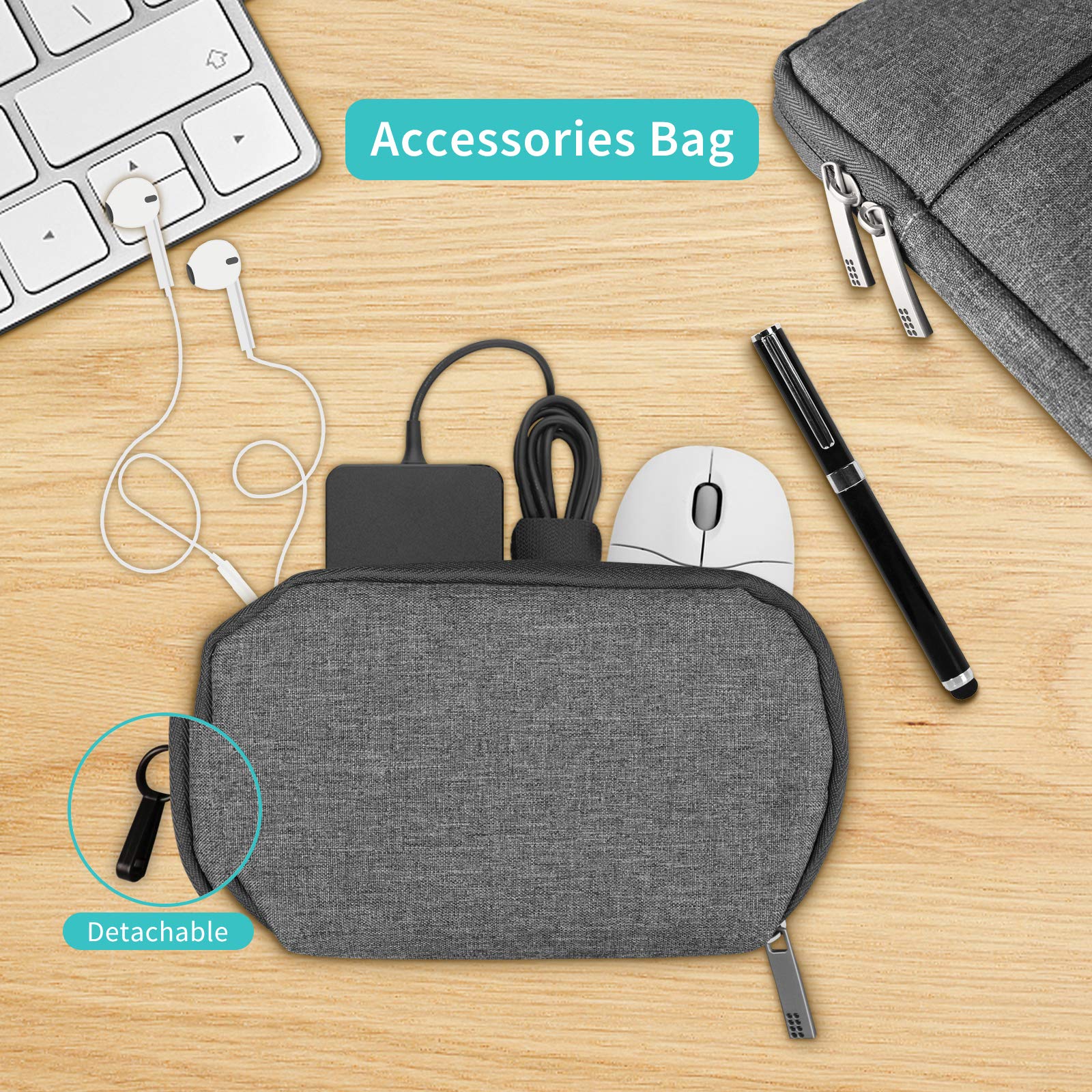 Waterproof 14-14.2 Inch Laptop Sleeve Case - Shock Resistant Lightweight Bag with Accessory Pocket & Detachable Small Bag - Protective Cover for 14.2