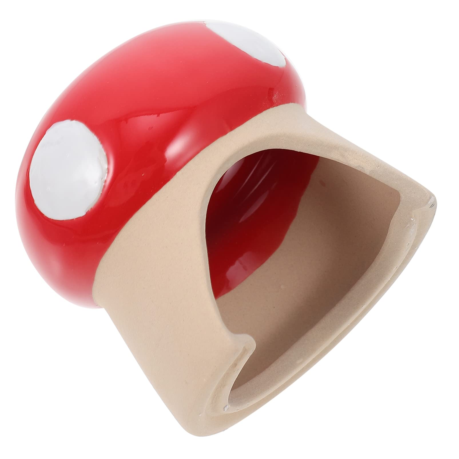POPETPOP Ceramic Hamster Hideout Hut - Mushroom House for Hamsters, Squirrels & Small Pets - Breathable Summer Pet Nest with Cute Design - Perfect for Cage Decor, Playtime & Cozy Sleeping