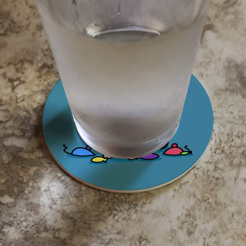 Calico Kitten Coaster Set with Cat Toys - Cute Drink Coasters for Coffee Tables, Home Decor & Cat Lover Gifts