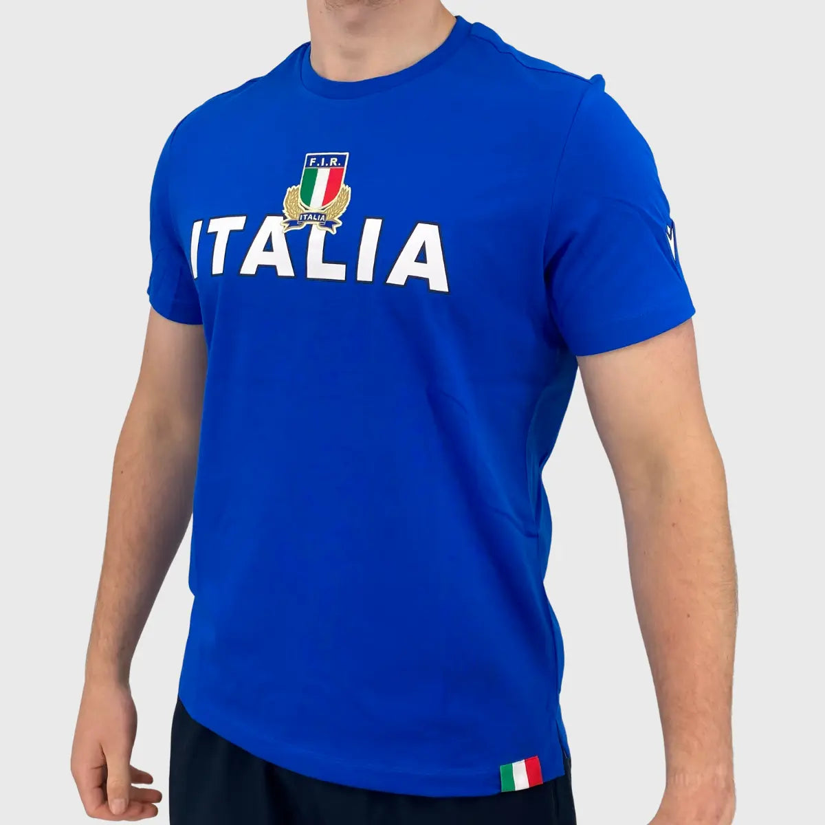 Macron Italy Rugby Cotton T-Shirt - Royal Blue - Official Fan Jersey for Rugby Matches & Casual Wear