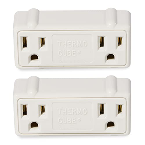 Farm Innovators TC-2 Thermo Cube Cold Weather Thermostatically Controlled Dual Outlet with Auto On/Off (2 Pack) - Perfect for Poultry Coops, Livestock Waterers & Outdoor Equipment in Winter