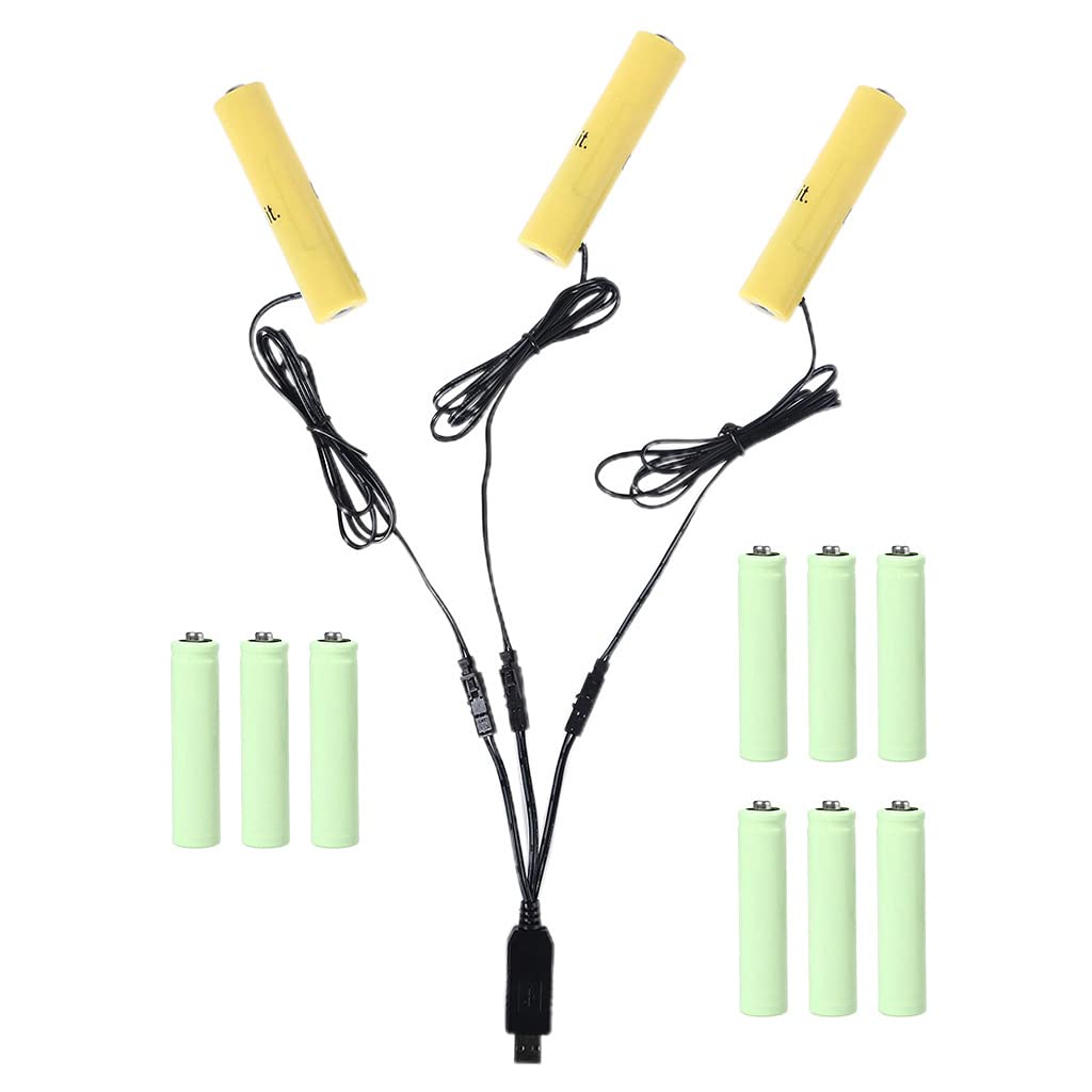 Cherjoury 3-in-1 AAA Battery Eliminator - USB Power Supply Replacement for 1-4 AAA Batteries (1.5V) - Perfect for Clocks, Toys, Cameras, Gameboys, Flashlights & Radios - 6V Type - Save Money & Reduce Waste with Rechargeable Power Solution