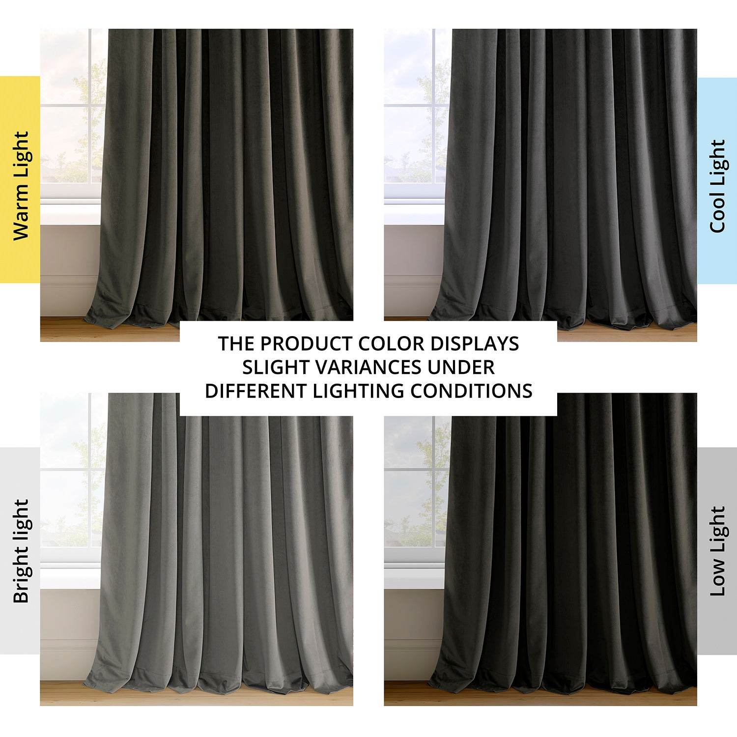 Gunmetal Grey Signature Velvet Blackout Curtains for Bedroom - Thermal Insulated Noise Reducing Window Drapes for Home Theater & Nursery