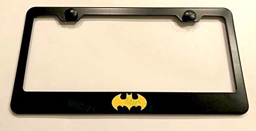 Stainless Steel Batman License Plate Frame - Black & Yellow Superhero Car Tag Holder for US Vehicles | Durable Metal Plate Cover for Cars, Trucks & Motorcycles | Perfect for Batman Fans & Themed Vehicles
