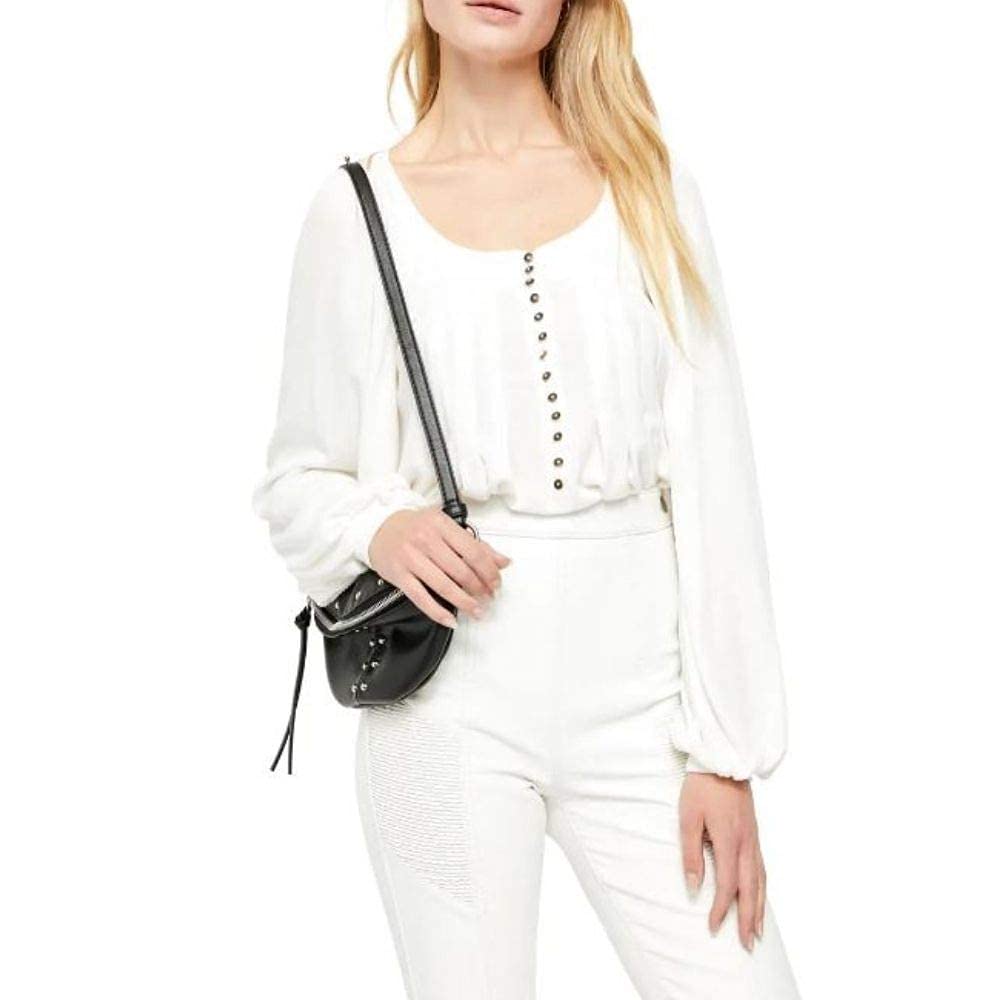 Free People Devin Pleated Blouson Sleeve Button Down Henley Top for Women | Casual & Boho Style Shirt | Perfect for Layering, Office Wear & Weekend Outfits