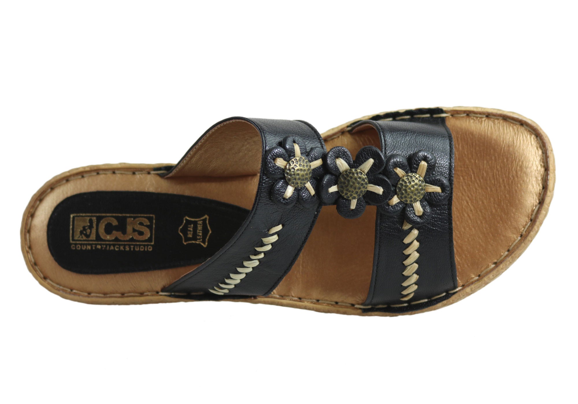 Country Jacks C391 Women's Comfort Sandals - Italian Made Leather Summer Sandals for Walking, Travel & Beach Vacations